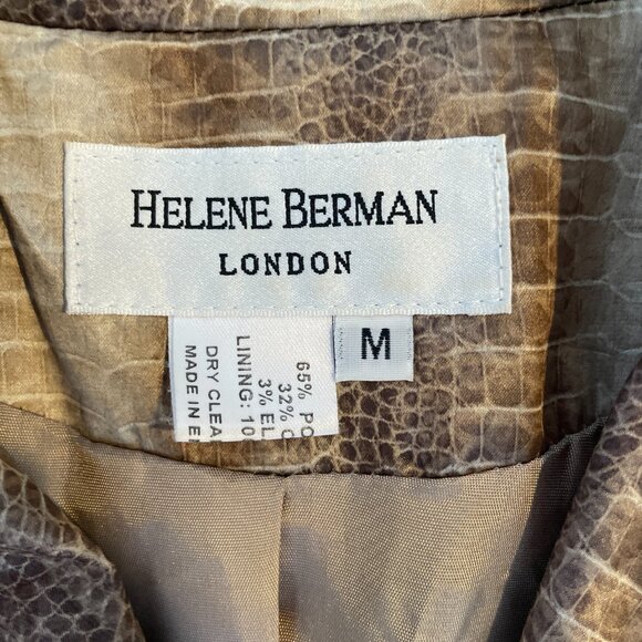 HELENA BERMAN LONDON FIT + FLARE SNAKE PRINT SATIN FEEL TRENCH COAT - Picture 8 of 14